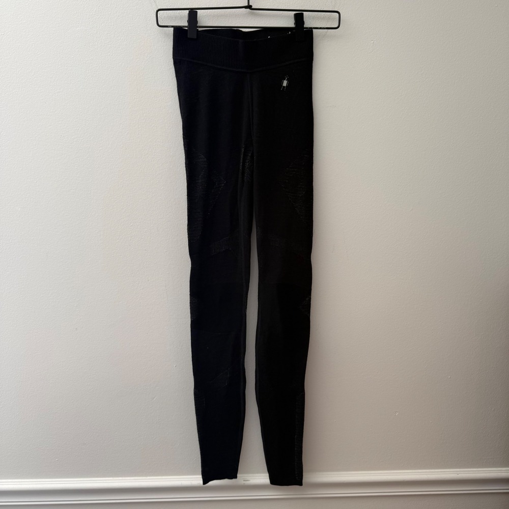 Smartwool Intraknit Merino Wool Base Layer Leggings Black XS Womens Slim Fit